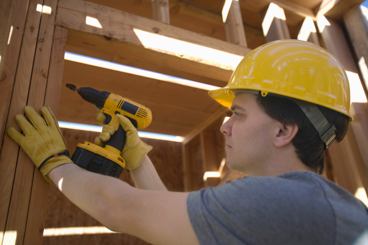 Labourer works on building construction